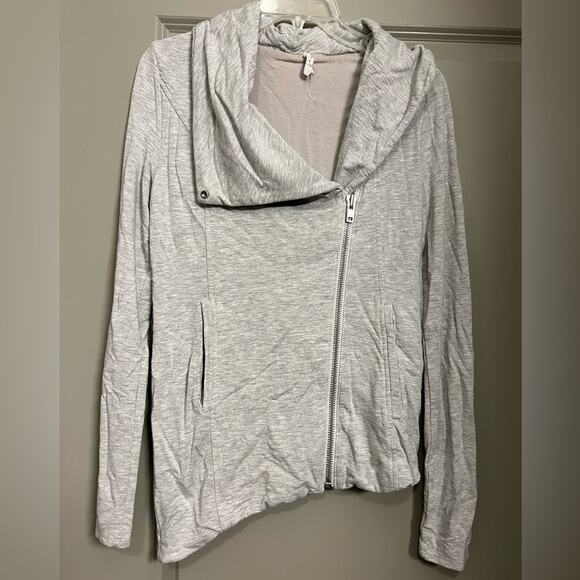 Helmut Lang Jackets & Blazers - Helmut Lang Villous Sweatshirt Knit Cowl Neck Asymmetrical Zip Jacket Gray S